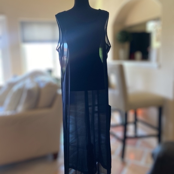 Liz Claiborne 1st ISSUE SHEER MAXI DRESS Size 18 Navy Gothic BALLETCORE - Picture 3 of 10